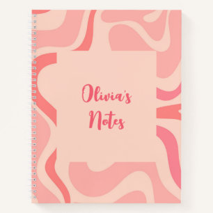 Retro Liquid Swirl Abstract Patroon in Blush Pink Notitieboek