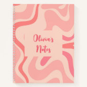 Retro Liquid Swirl Abstract Patroon in Blush Pink Notitieboek (Voorkant)