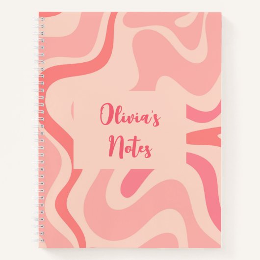 Retro Liquid Swirl Abstract Patroon in Blush Pink Notitieboek (Voorkant)