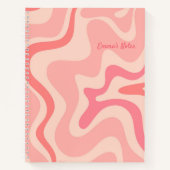 Retro Liquid Swirl Abstract Patroon in Blush Pink Notitieboek (Voorkant)