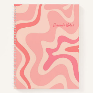 Retro Liquid Swirl Abstract Patroon in Blush Pink Notitieboek