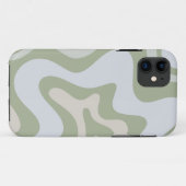 Retro Liquid Swirl Abstract Patroon in Sage Green Case-Mate iPhone Case (Achterkant (horizontaal))