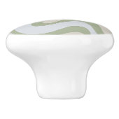 Retro Liquid Swirl Abstract Patroon in Sage Green Keramische Knop (Zijkant)
