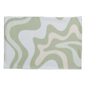 Retro Liquid Swirl Abstract Patroon in Sage Green Kussensloop (Achterkant)