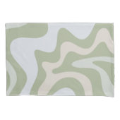 Retro Liquid Swirl Abstract Patroon in Sage Green Kussensloop (Voorkant)