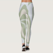 Retro Liquid Swirl Abstract Patroon in Sage Green Leggings (Achterkant)