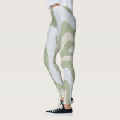 Retro Liquid Swirl Abstract Patroon in Sage Green Leggings (Links)