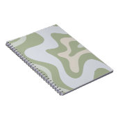 Retro Liquid Swirl Abstract Patroon in Sage Green Notitieboek (Rechterzijde)