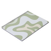 Retro Liquid Swirl Abstract Patroon in Sage Green Notitieboek (Linkerzijde)