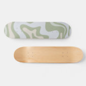 Retro Liquid Swirl Abstract Patroon in Sage Green Persoonlijk Skateboard (Horizontaal)