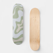 Retro Liquid Swirl Abstract Patroon in Sage Green Persoonlijk Skateboard (Voorkant)