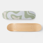 Retro Liquid Swirl Abstract Patroon in Sage Green Persoonlijk Skateboard (Horizontaal)