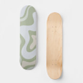 Retro Liquid Swirl Abstract Patroon in Sage Green Persoonlijk Skateboard (Voorkant)