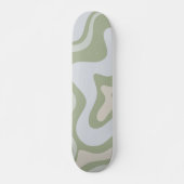 Retro Liquid Swirl Abstract Patroon in Sage Green Persoonlijk Skateboard (Voorkant)