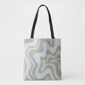 Retro Liquid Swirl Abstract Patroon in Sage Green Tote Bag (Voorkant)