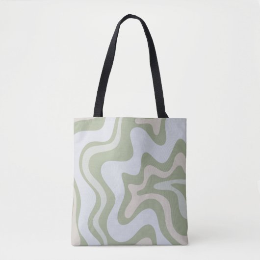 Retro Liquid Swirl Abstract Patroon in Sage Green Tote Bag (Voorkant)