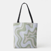 Retro Liquid Swirl Abstract Patroon in Sage Green Tote Bag (Achterkant)