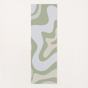 Retro Liquid Swirl Abstract Patroon in Sage Green Yogamat
