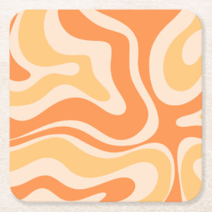 Retro Liquid Swirl Abstract Patroon in zacht Sinaa Kartonnen Onderzetters