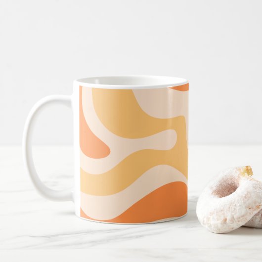 Retro Liquid Swirl Abstract Patroon in zacht Sinaa Koffiemok (Met donut)