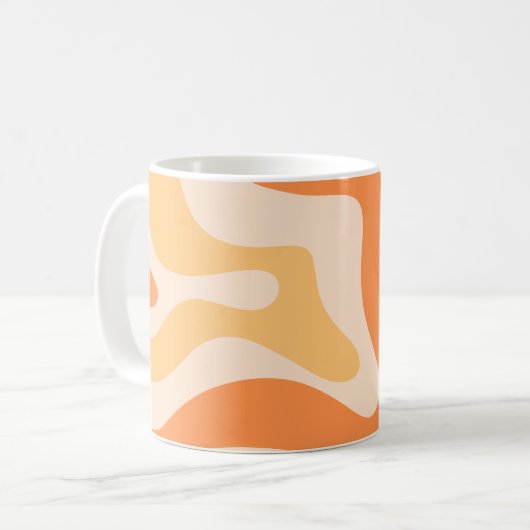 Retro Liquid Swirl Abstract Patroon in zacht Sinaa Koffiemok (Voorkant links)