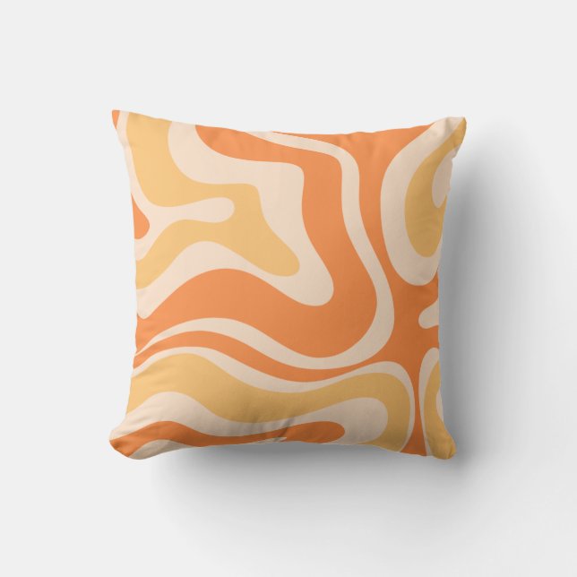 Retro Liquid Swirl Abstract Patroon in zacht Sinaa Kussen (Voorkant)