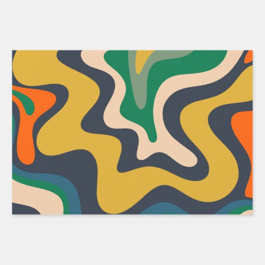 Retro Liquid Swirl Abstract Patroon Inpakpapier Vel (Voorkant 3)