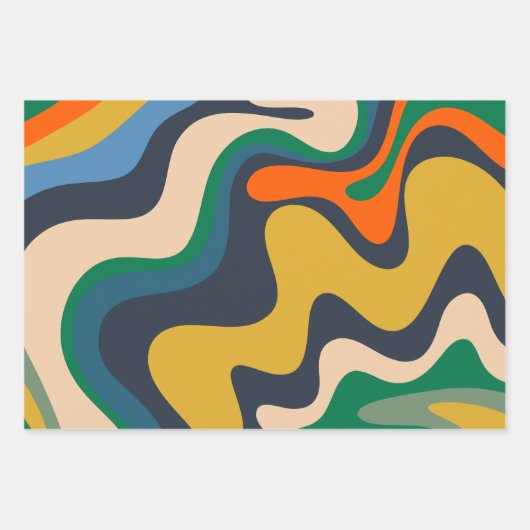 Retro Liquid Swirl Abstract Patroon Inpakpapier Vel (Voorkant 2)