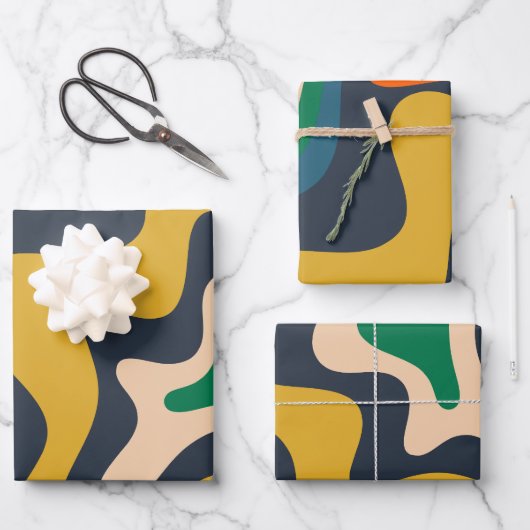 Retro Liquid Swirl Abstract Patroon Inpakpapier Vel (Voorkant)