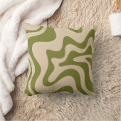 Retro Liquid Swirl Abstract Patroon Olive Green na Kussen (Deken)