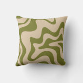 Retro Liquid Swirl Abstract Patroon Olive Green na Kussen (Achterkant)