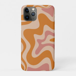 Retro Liquid Swirl Abstract Patroon Oranje Roze Case-Mate iPhone Case