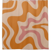 Retro Liquid Swirl Abstract Patroon Oranje Roze Douchegordijn (Voorkant)