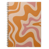 Retro Liquid Swirl Abstract Patroon Oranje Roze Notitieboek (Voorkant)