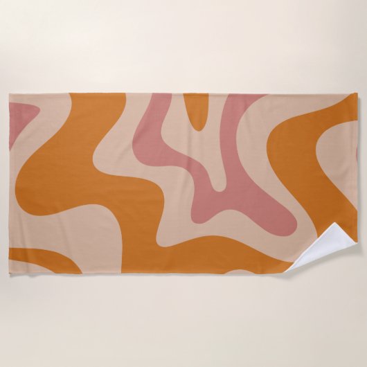 Retro Liquid Swirl Abstract Patroon Oranje Roze Strandlaken (Voorkant)