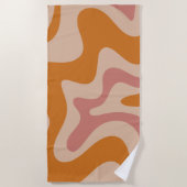 Retro Liquid Swirl Abstract Patroon Oranje Roze Strandlaken (Voorkant)