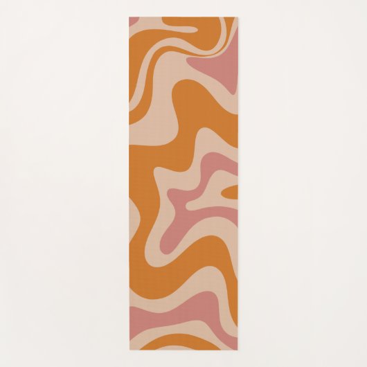 Retro Liquid Swirl Abstract Patroon Oranje Roze Yogamat (Voorkant)