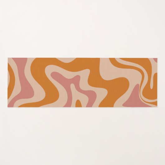 Retro Liquid Swirl Abstract Patroon Oranje Roze Yogamat (Voorkant (horizontaal))