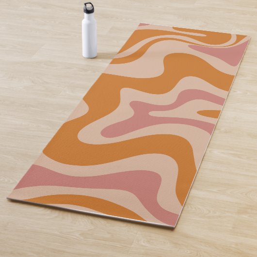 Retro Liquid Swirl Abstract Patroon Oranje Roze Yogamat (In situ)