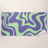 Retro Liquid Swirl Abstract Patroon Paars Mint Strandlaken (Voorkant)