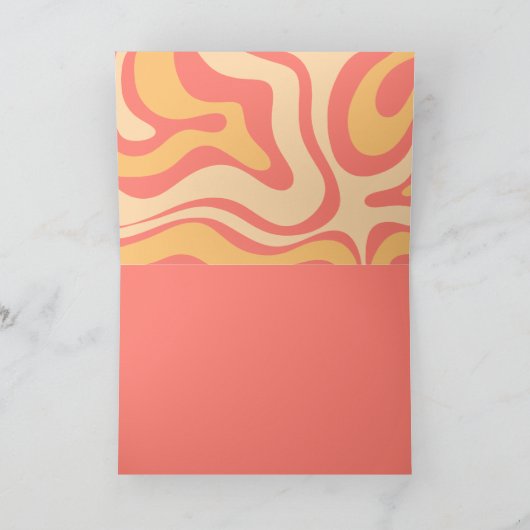 Retro Liquid Swirl Abstract Patroon Roze Geel Kaart (Binnen)