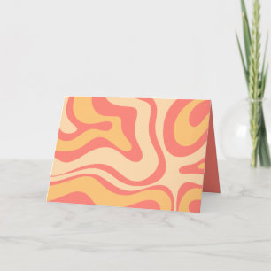 Retro Liquid Swirl Abstract Patroon Roze Geel Kaart