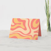 Retro Liquid Swirl Abstract Patroon Roze Geel Kaart (Voorkant)