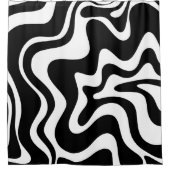 Retro Liquid Swirl Abstract Patroon zwart-wit Douchegordijn (Voorkant)