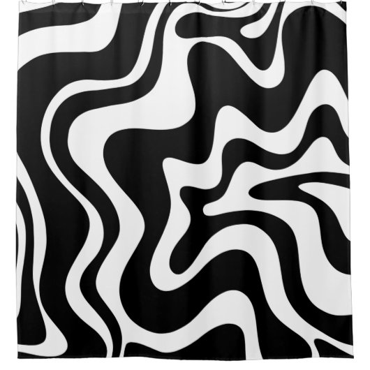 Retro Liquid Swirl Abstract Patroon zwart-wit Douchegordijn (Voorkant)