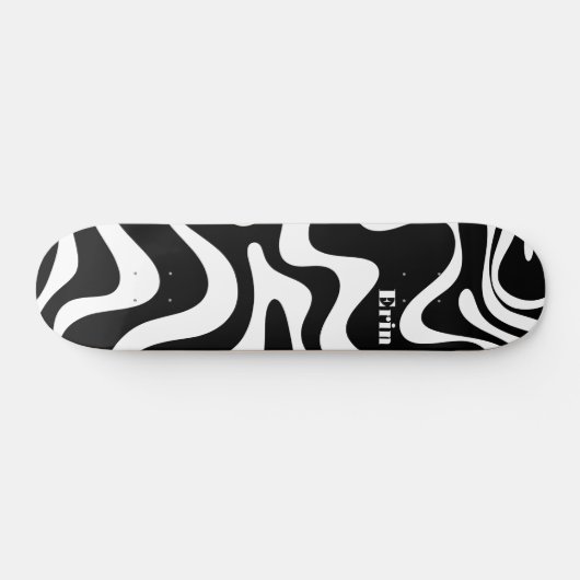 Retro Liquid Swirl Abstract Patroon zwart-wit Persoonlijk Skateboard (Horizontaal)