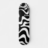 Retro Liquid Swirl Abstract Patroon zwart-wit Persoonlijk Skateboard (Voorkant)