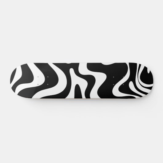 Retro Liquid Swirl Abstract Patroon zwart-wit Persoonlijk Skateboard (Horizontaal)