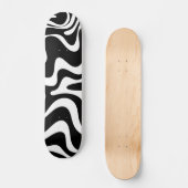 Retro Liquid Swirl Abstract Patroon zwart-wit Persoonlijk Skateboard (Voorkant)