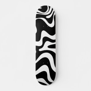 Retro Liquid Swirl Abstract Patroon zwart-wit Persoonlijk Skateboard